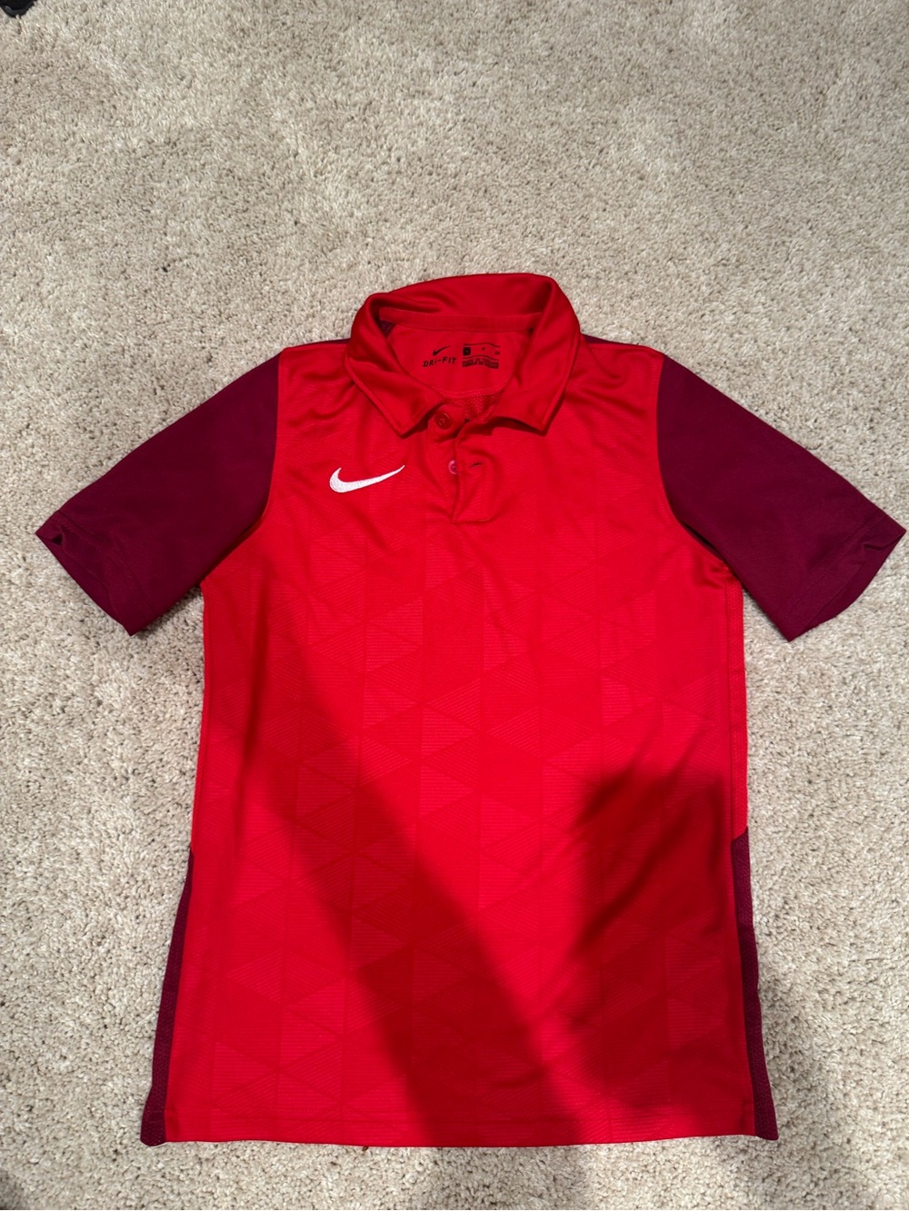 Nike Red Polo with Maroon Contrast Sleeves